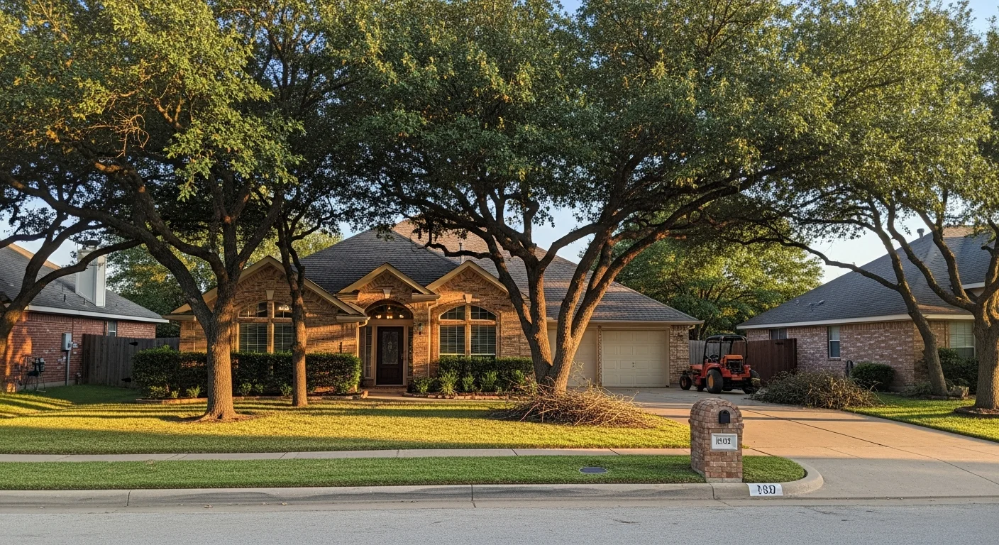 A residential home in Sanger, TX with a well-maintained front yard and driveway.