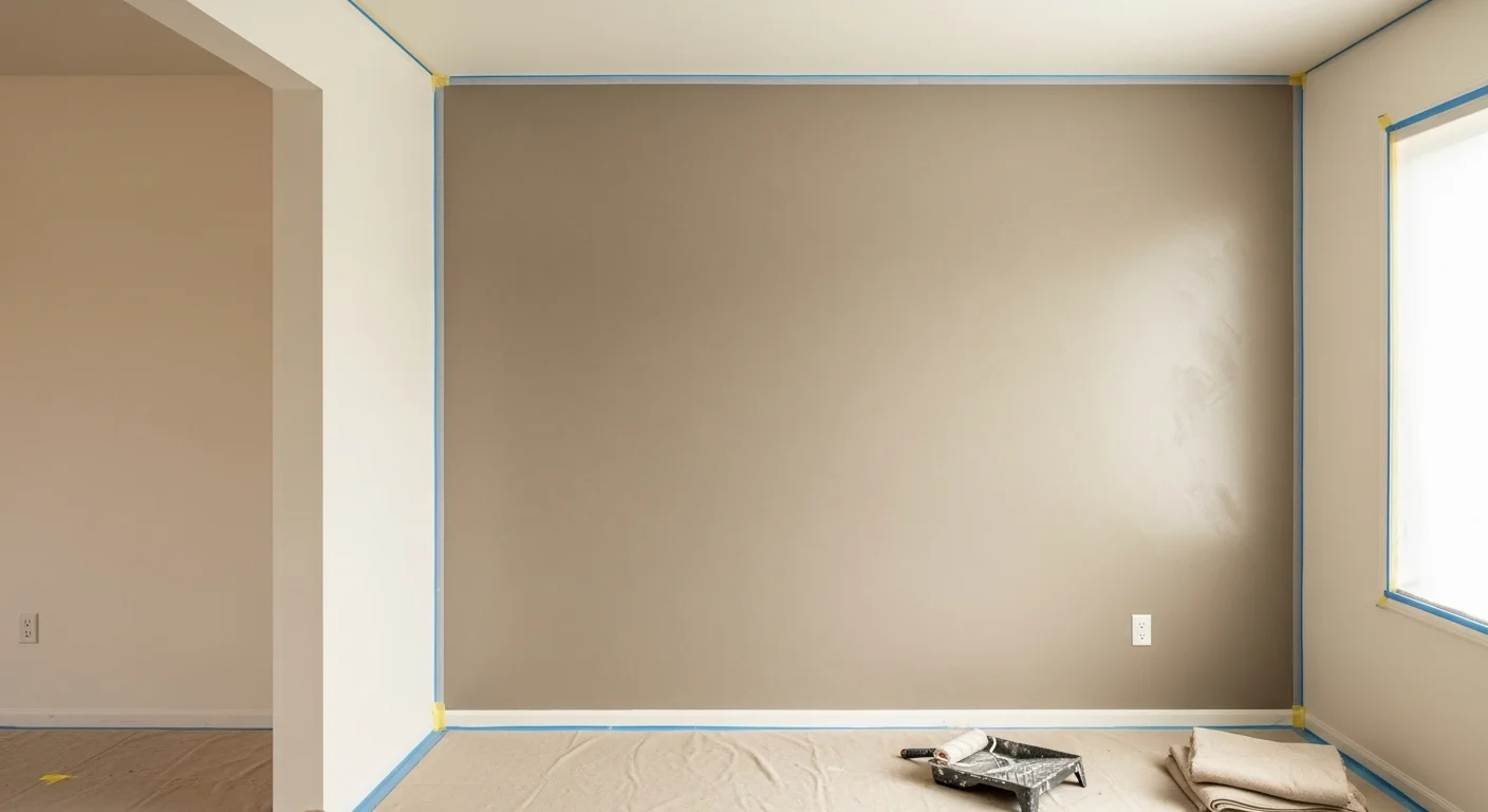 Freshly painted interior living room walls in a single-family home in Sanger, CA, with clean trim lines and smooth, even coverage. The room shows no furniture damage or paint splatter, reflecting careful prep work throughout the space.